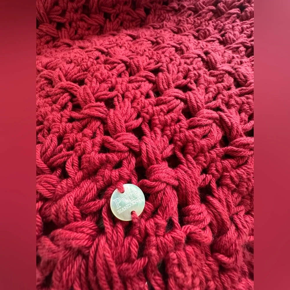 100% Cotton Pure Handknit by Fresh Produce Scarf 76”x18”